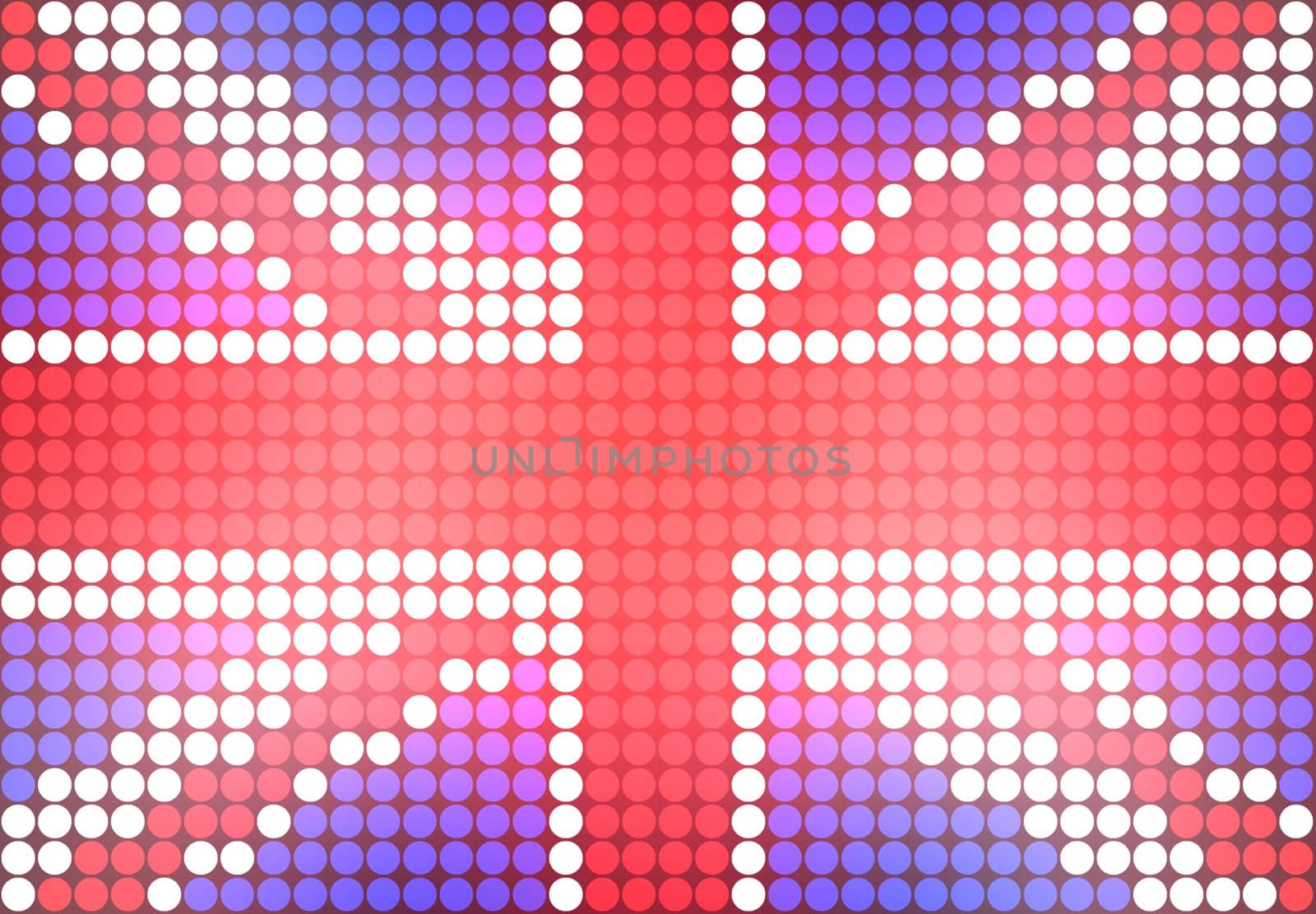 Illustrated flag of the United Kingdom made of dots