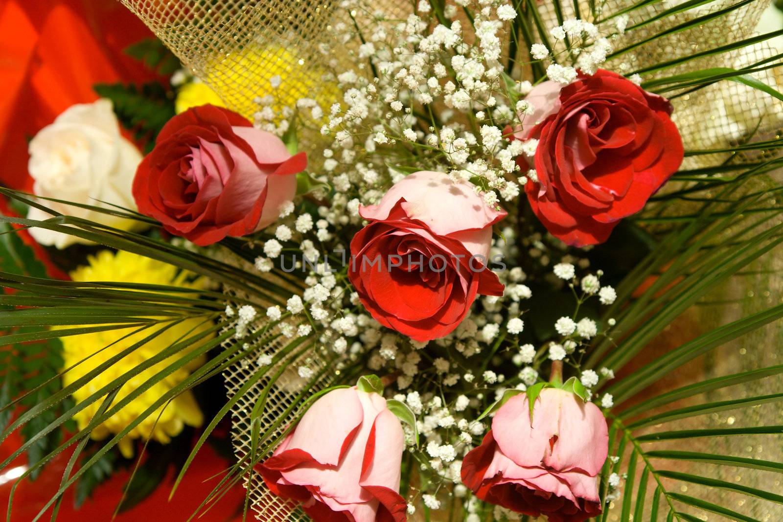 Wedding bouquet of red roses
