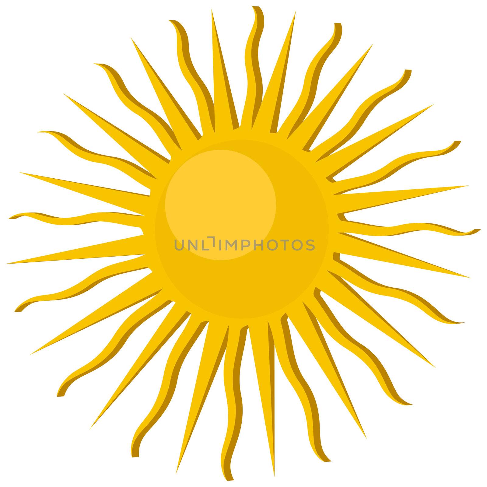 Sun icon, isolated object over white background