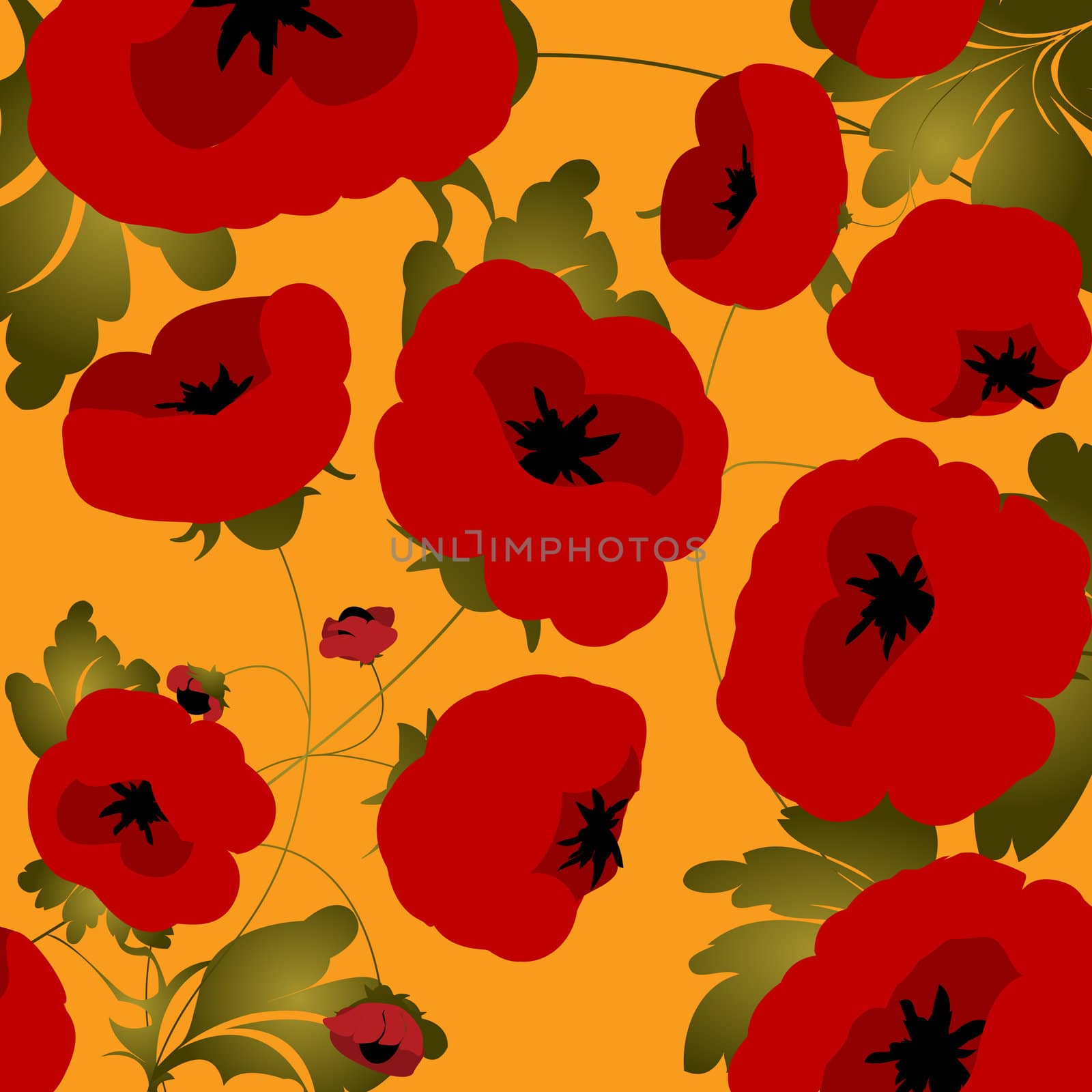 Seamless background with poppies