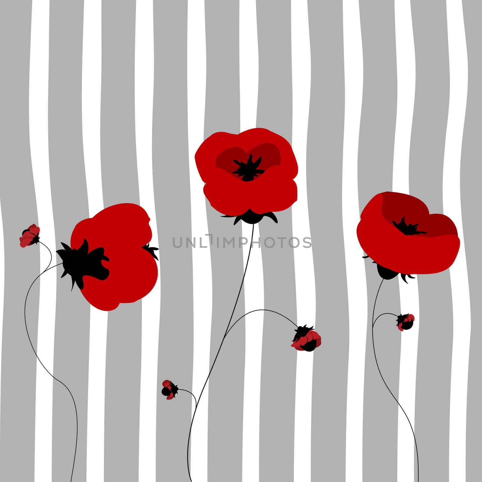 Poppies in the spring, clip art