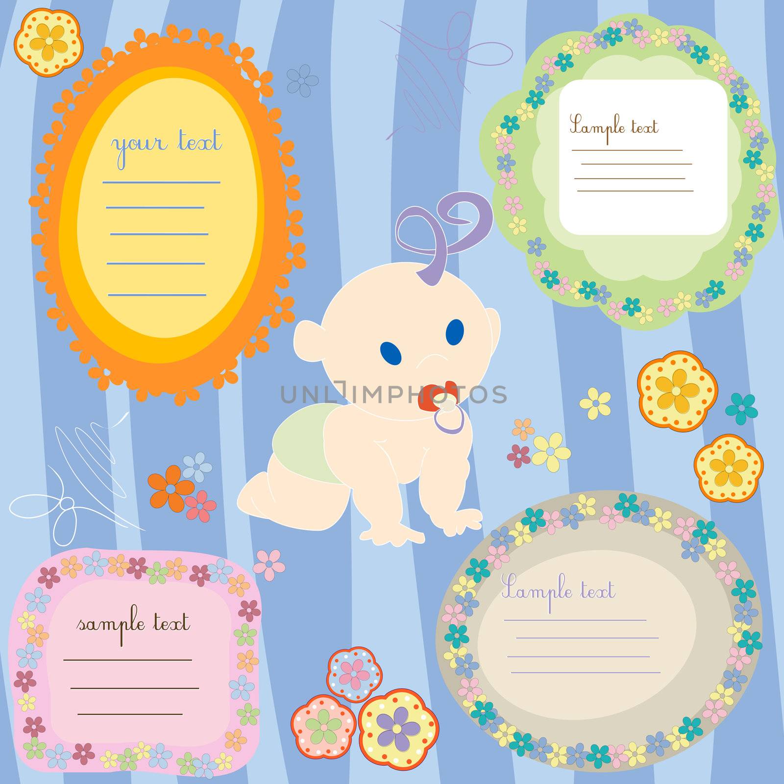 Baby announcment text cards, design elements