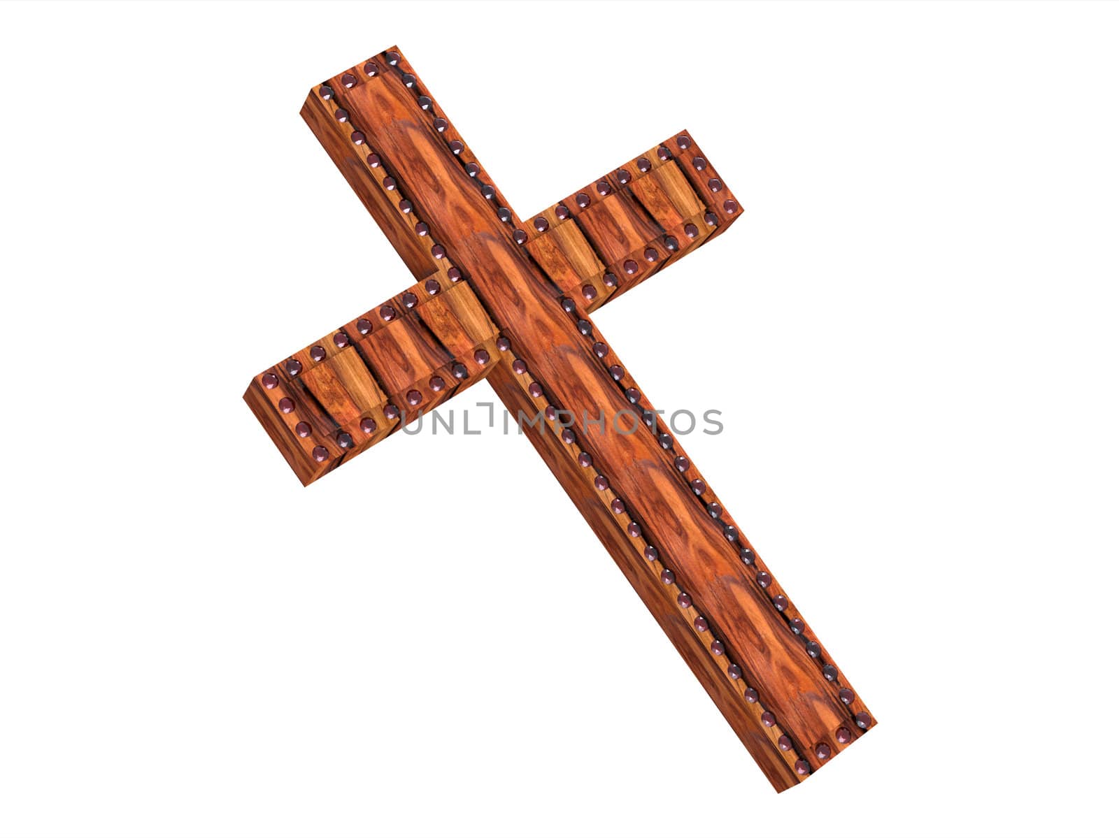 Wooden cross, isolated on white background