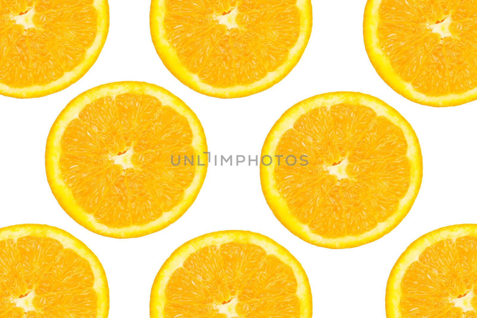 Oranges on the white background