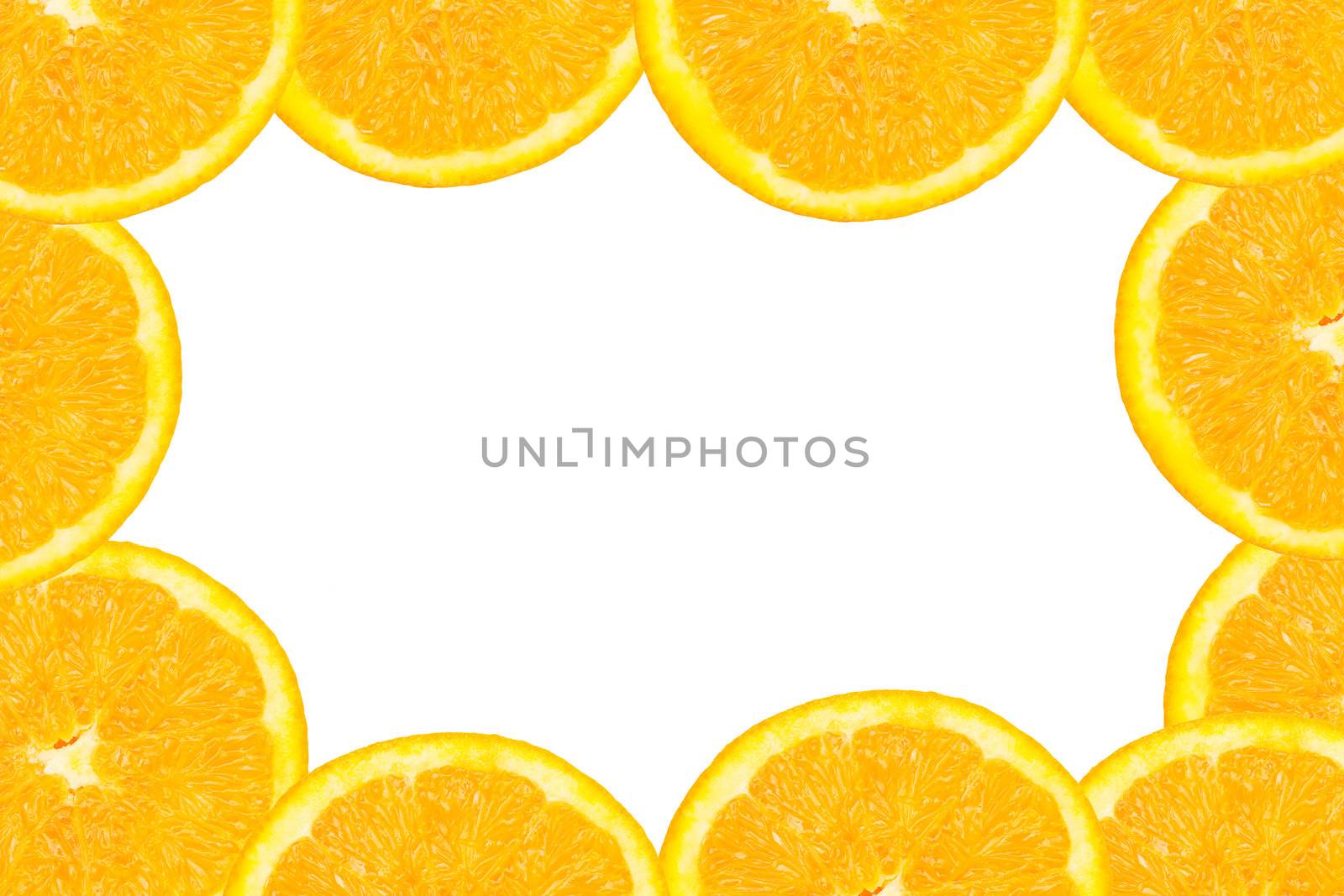 An orange frame on the white background