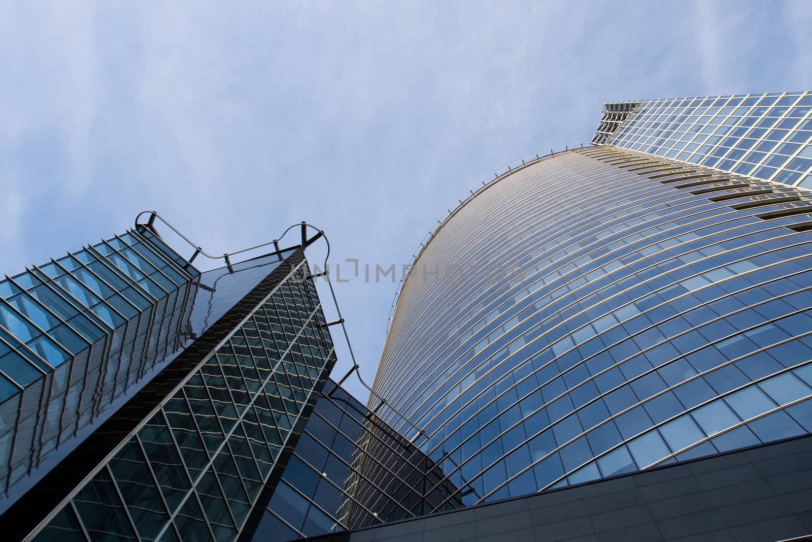 Business glass skyscraper building in perspective view