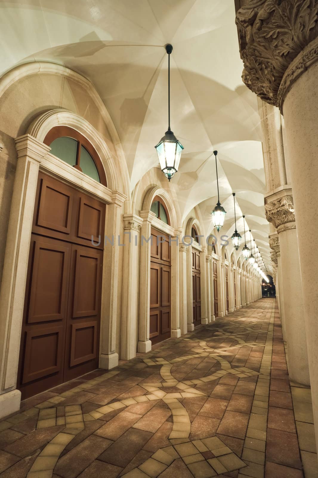 corridor, italian building style