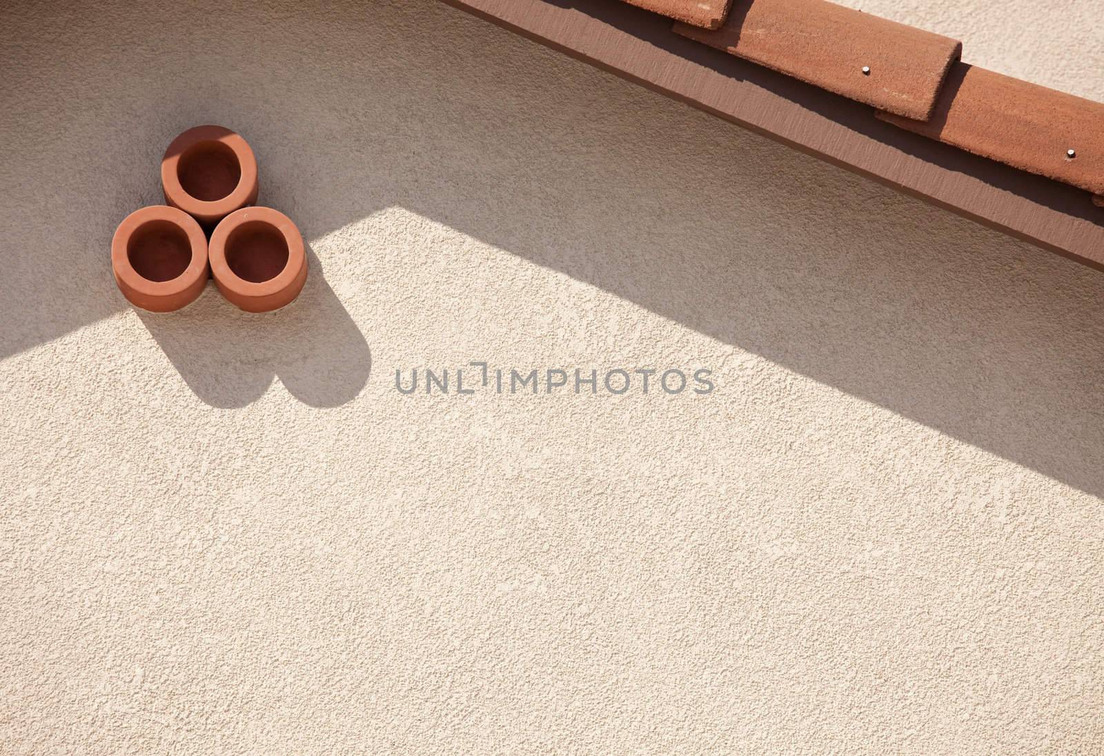 Abstract of New Stucco Wall and Roof from House.