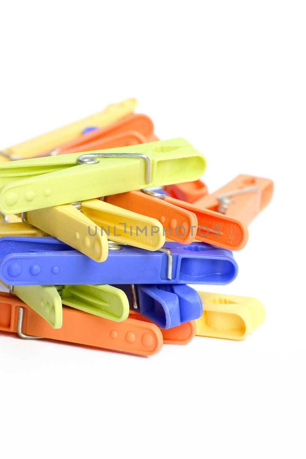 colorful clips on a white background