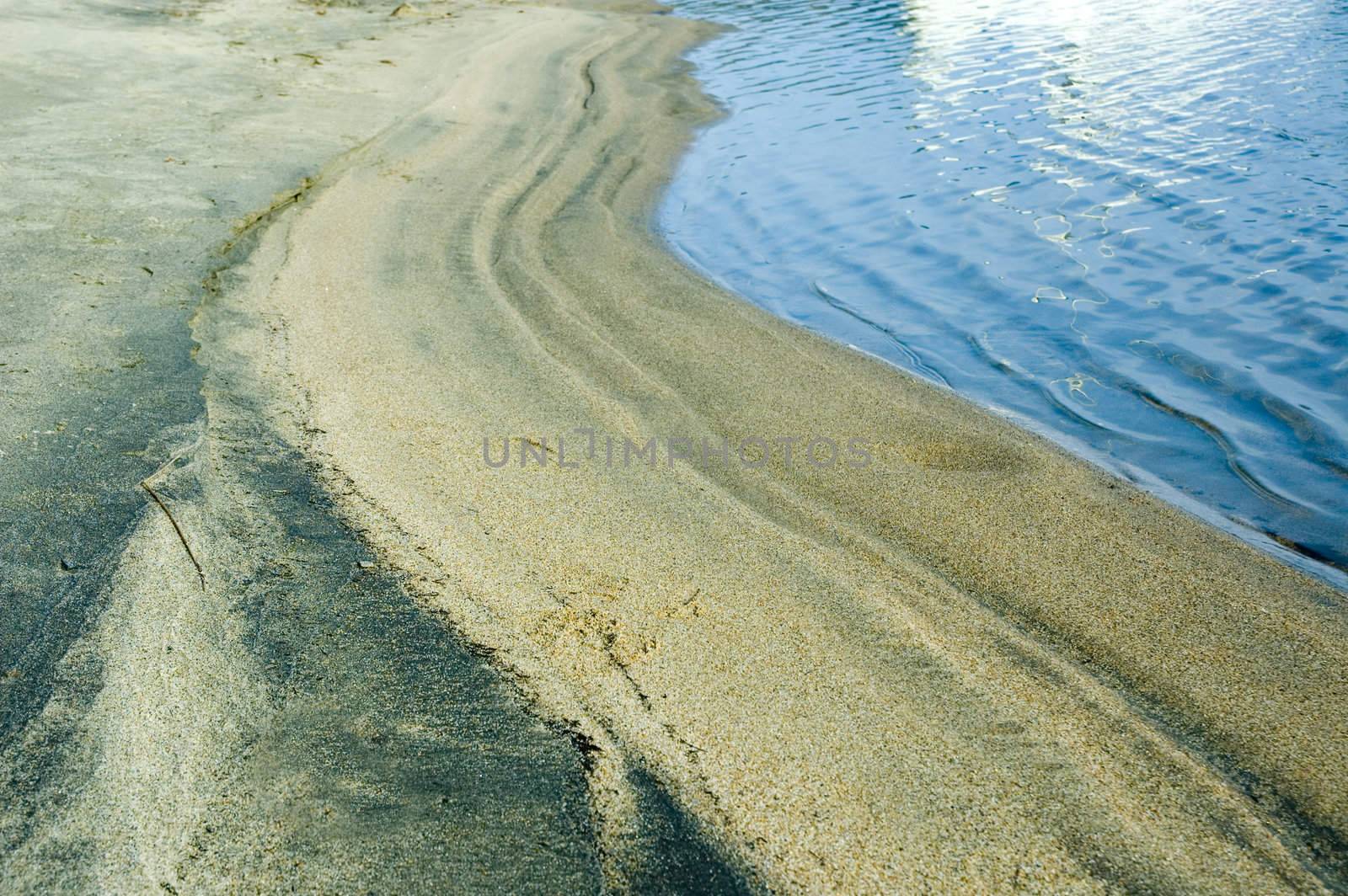 small sand dunes made by the waves of a lake 