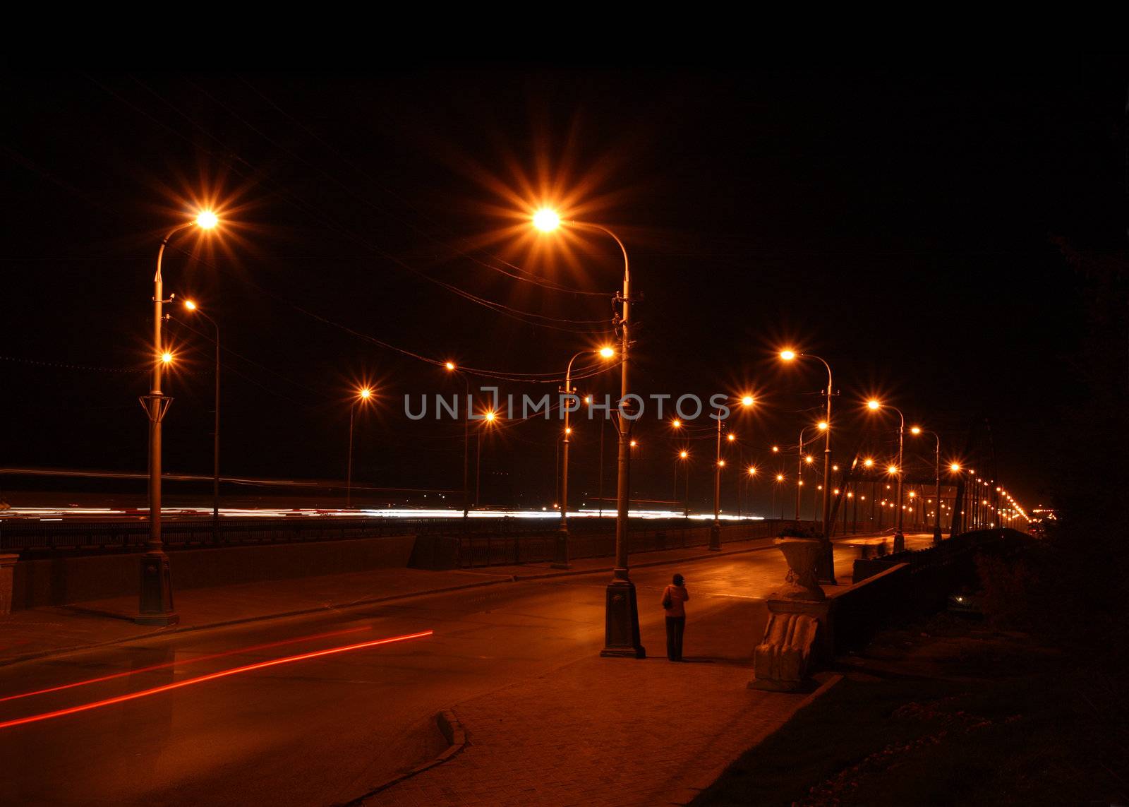 night road through bridge by Mikko