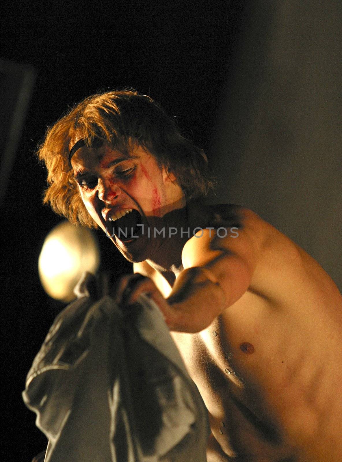 Stage from performance "Dream in summer night". Russian actor Dmitry Kosenkin