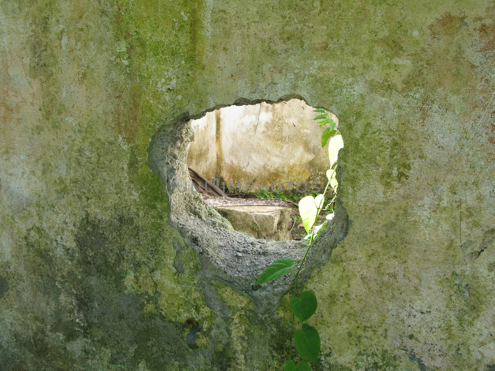 hole in a piece of concrete