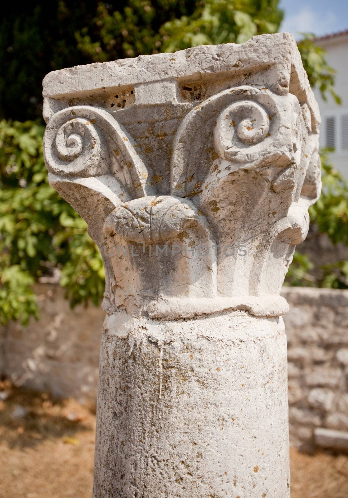 An old collumn for a Romanesque cathedral in Rab, Croata