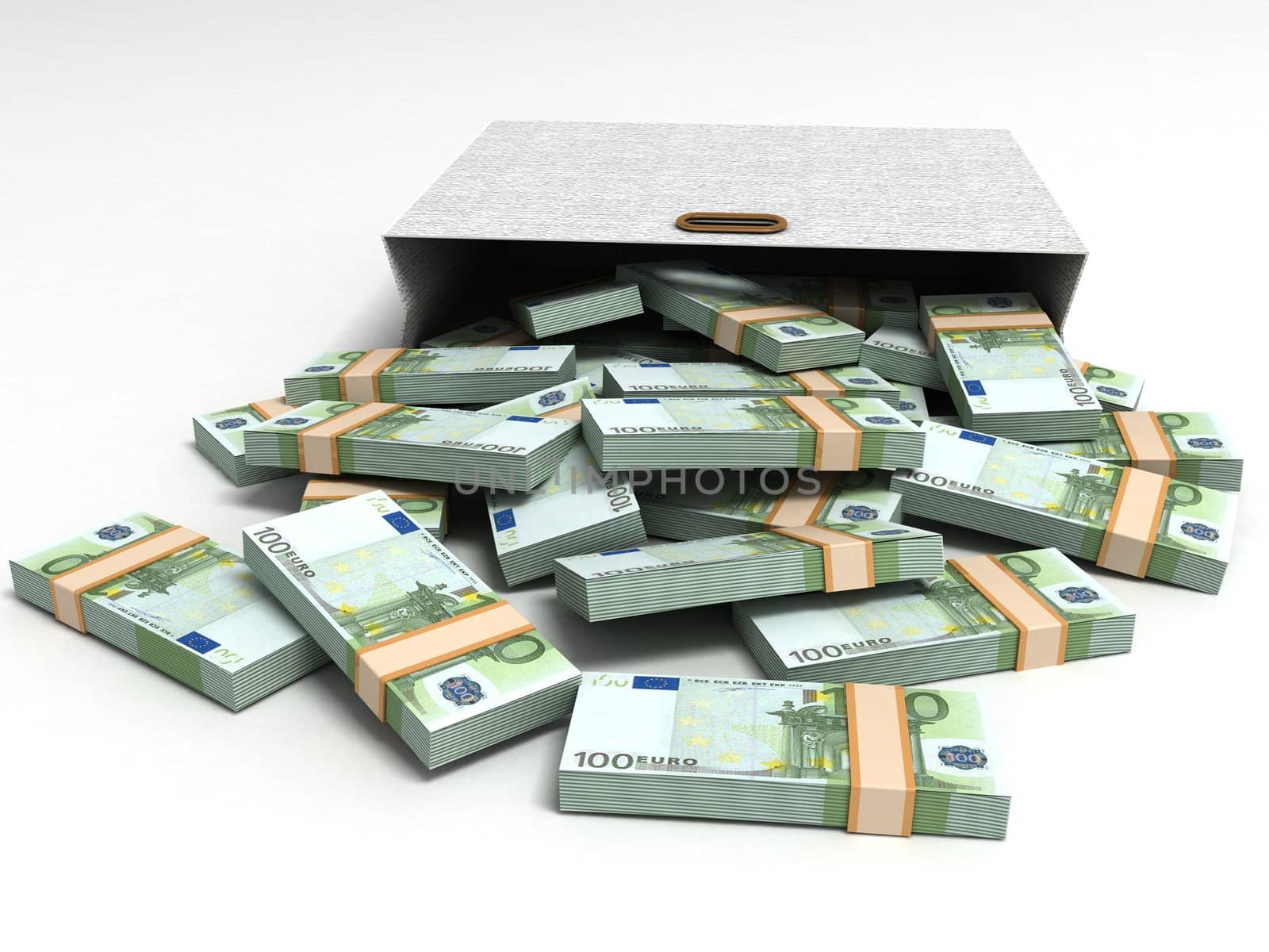 euro currencies with grey packet, three dimensional