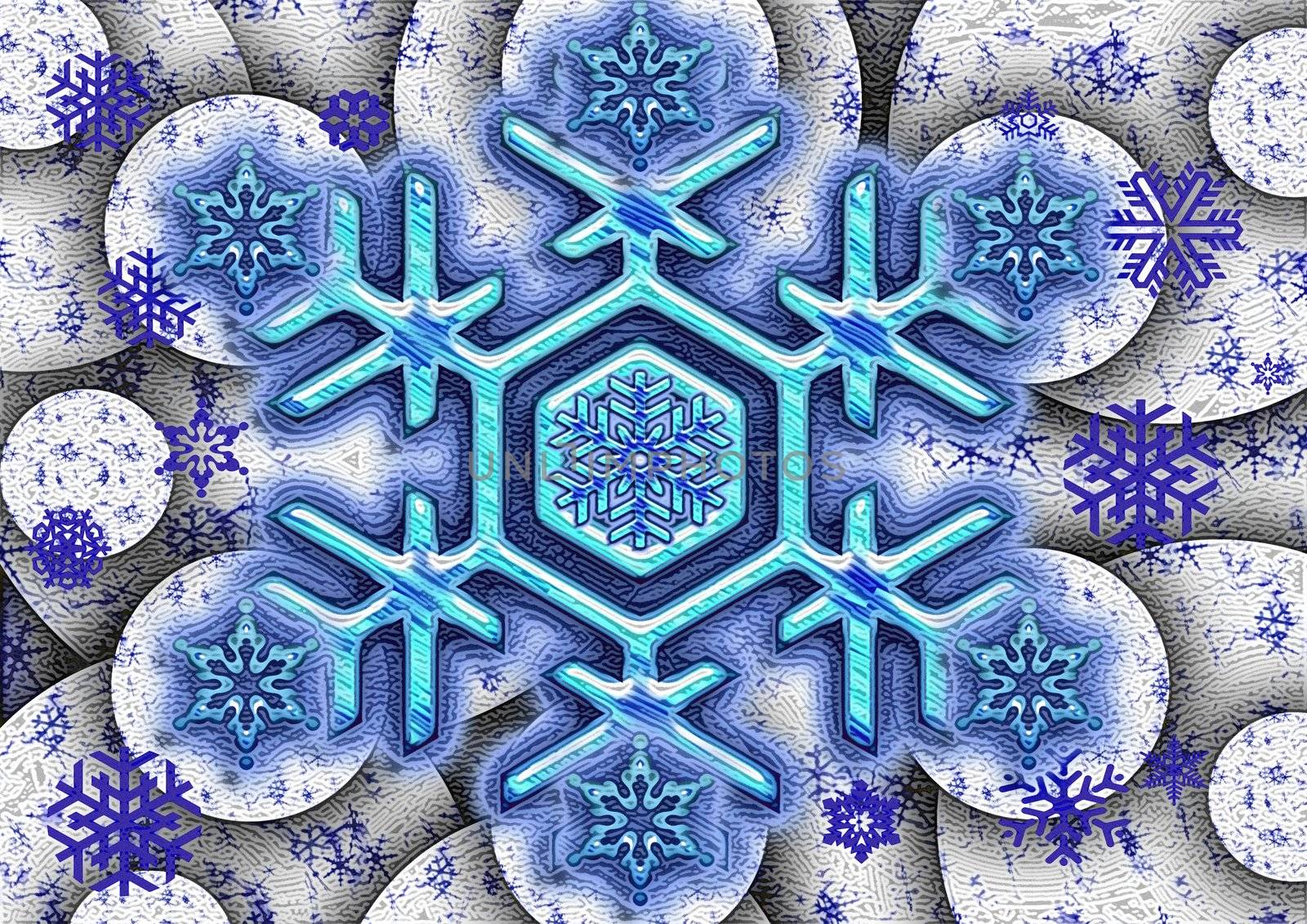 great creative abstract colored bright rich textured image of beauty snowflakes.