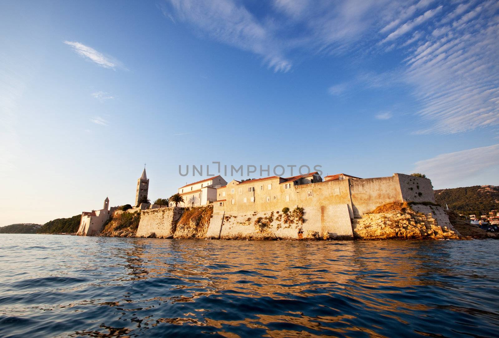 Medieval fortified town on the ocean, Rab, Croatia