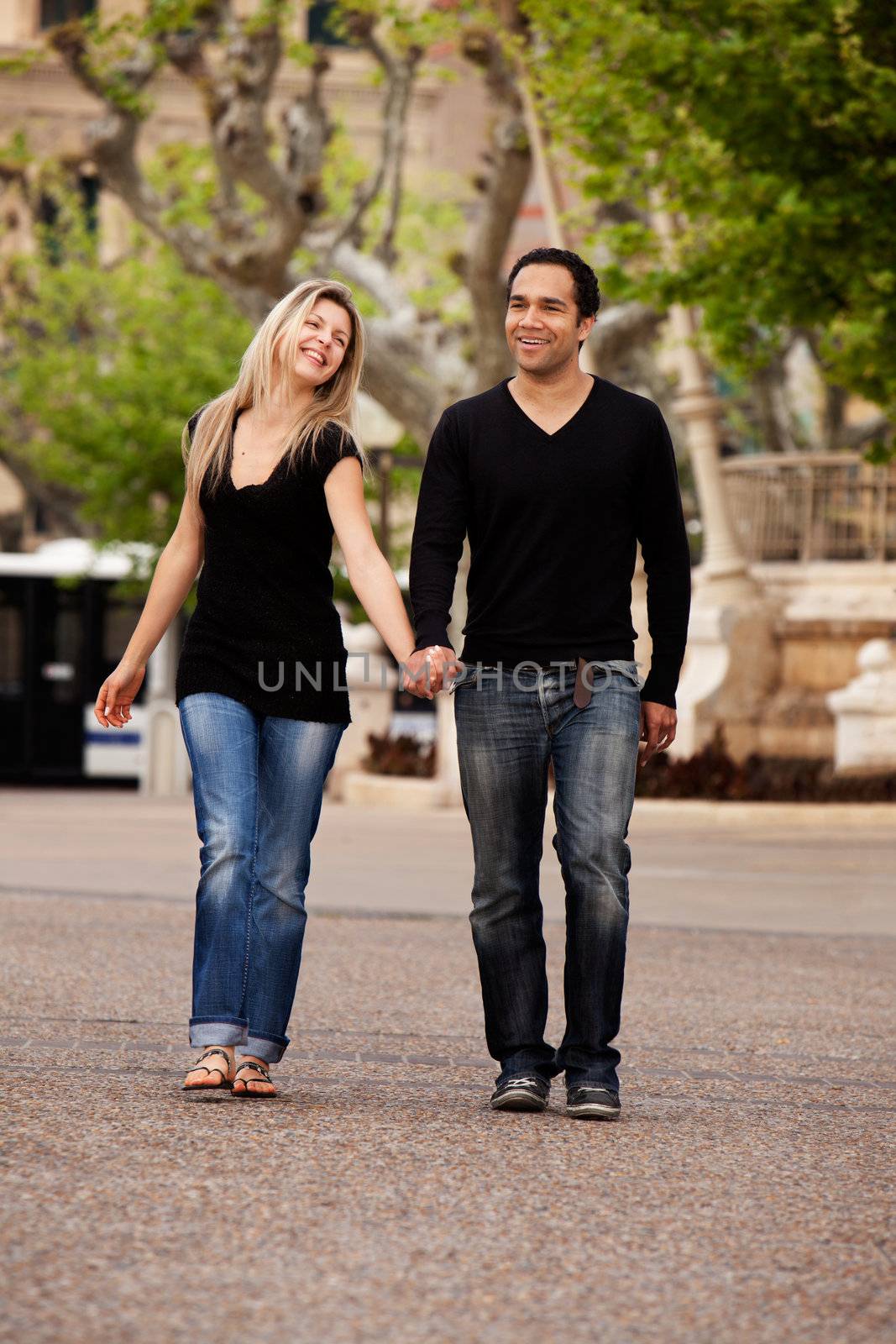 A man and woman in an urban setting in France