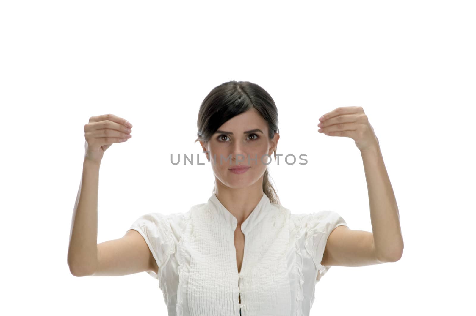 young beautiful woman looking you on an isolated background