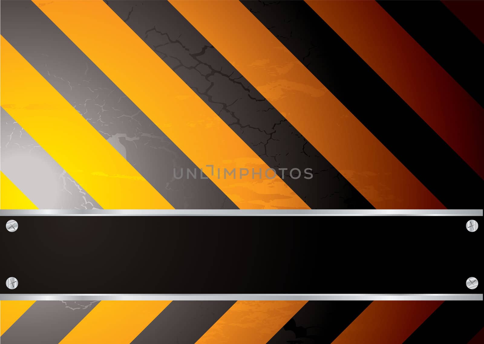Colourful stripped warning background with copy space and screw