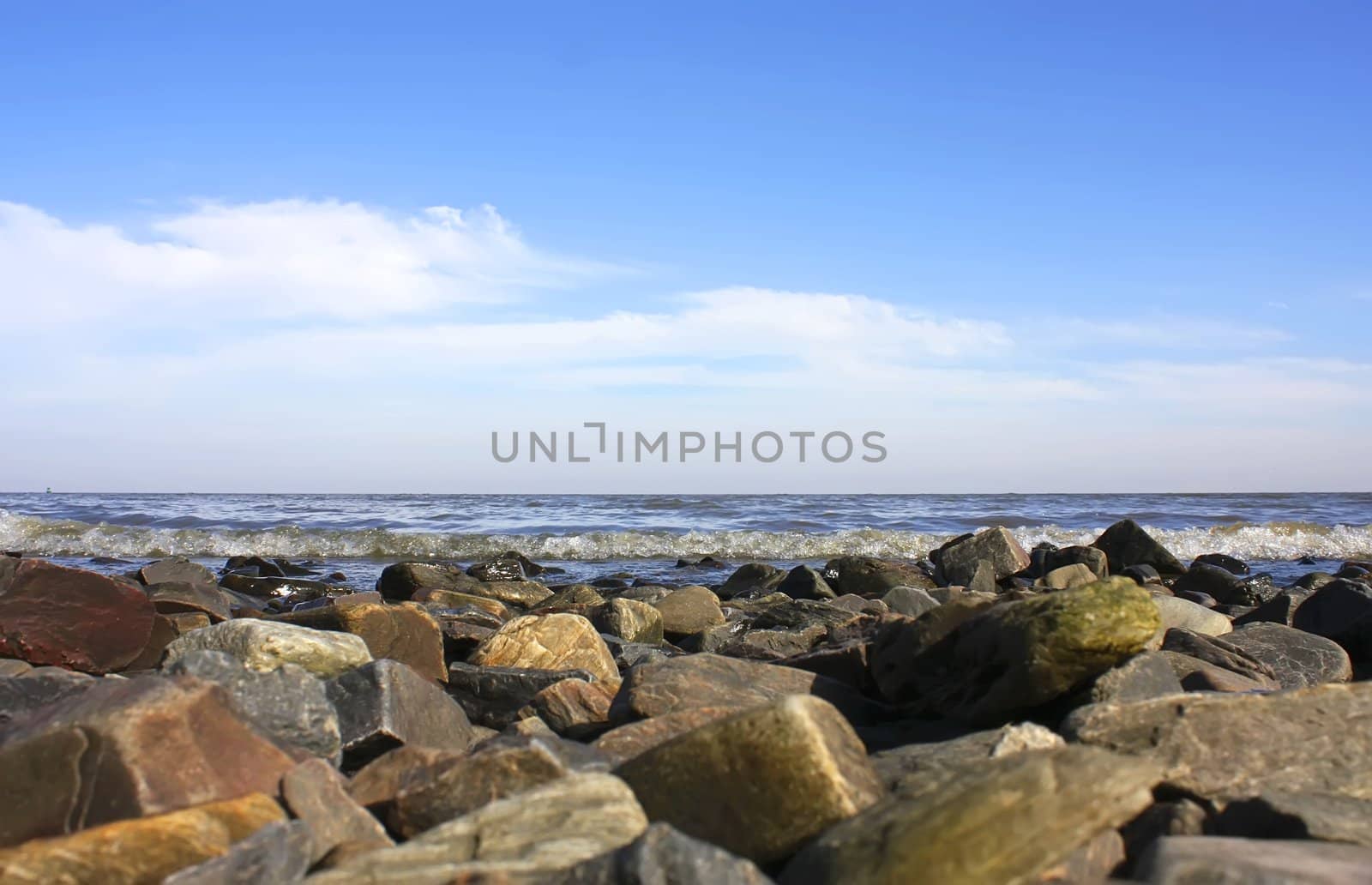 Gravel coast in Colonia del Sacramento, Uruguay, South america.