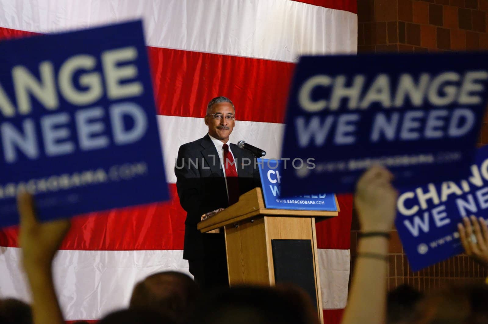 U.S. Rep. Bobby Scott (D) VA speaks at a Barack Obama for President rally.  Virginia Commonwealth University, Richmond, VA October 12, 2008.