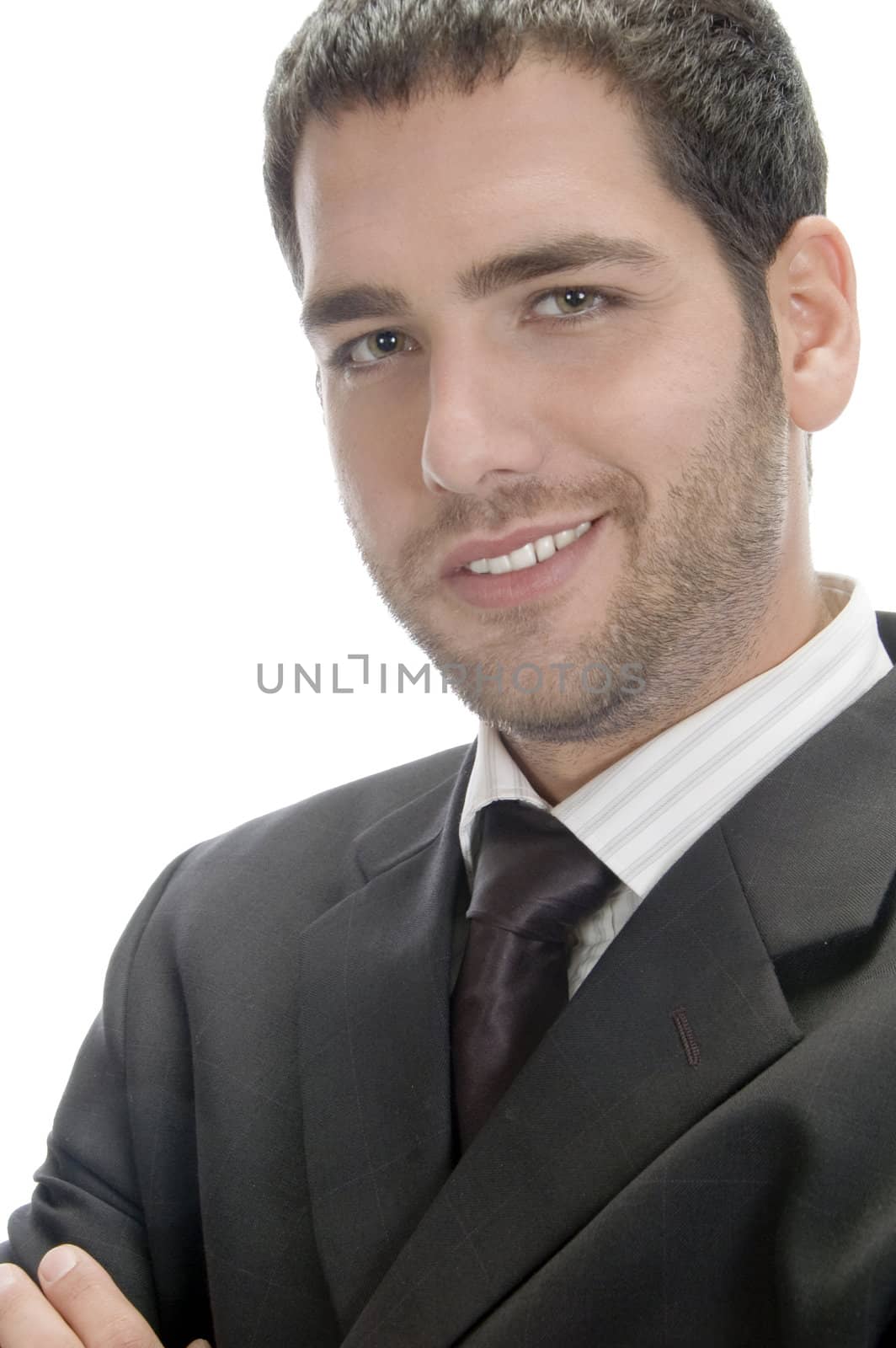 smart caucasian businessman against white background