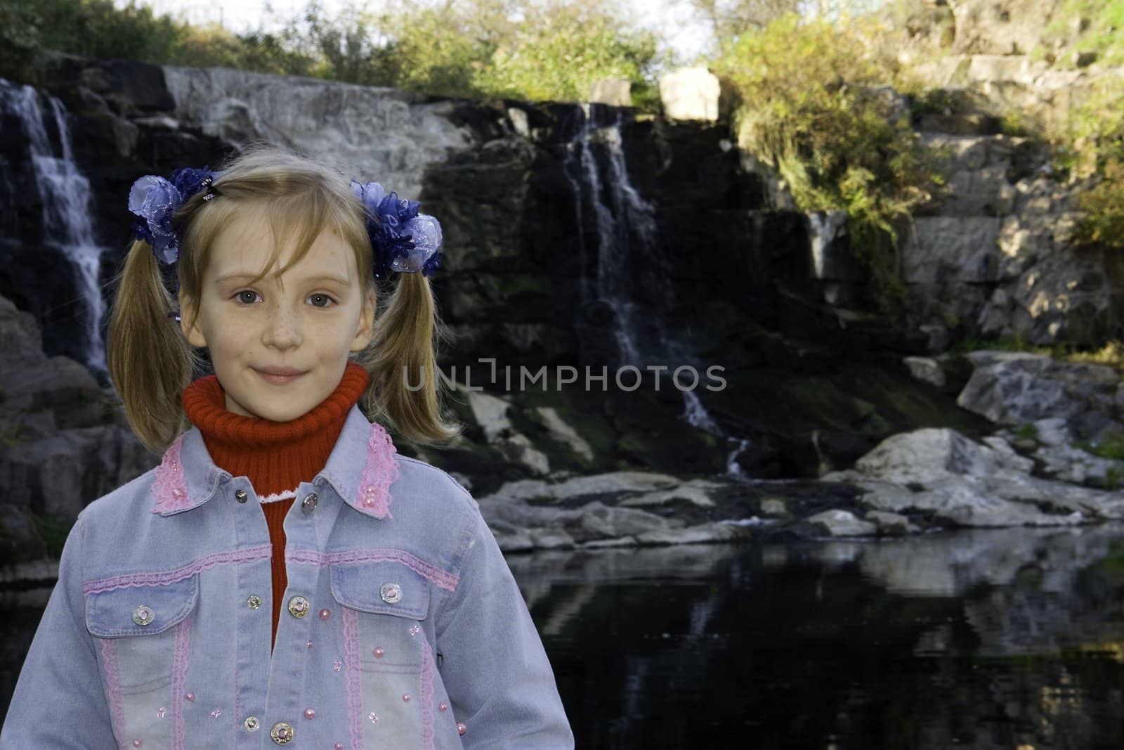 The girl and a waterfall by Sergey_Shulgin