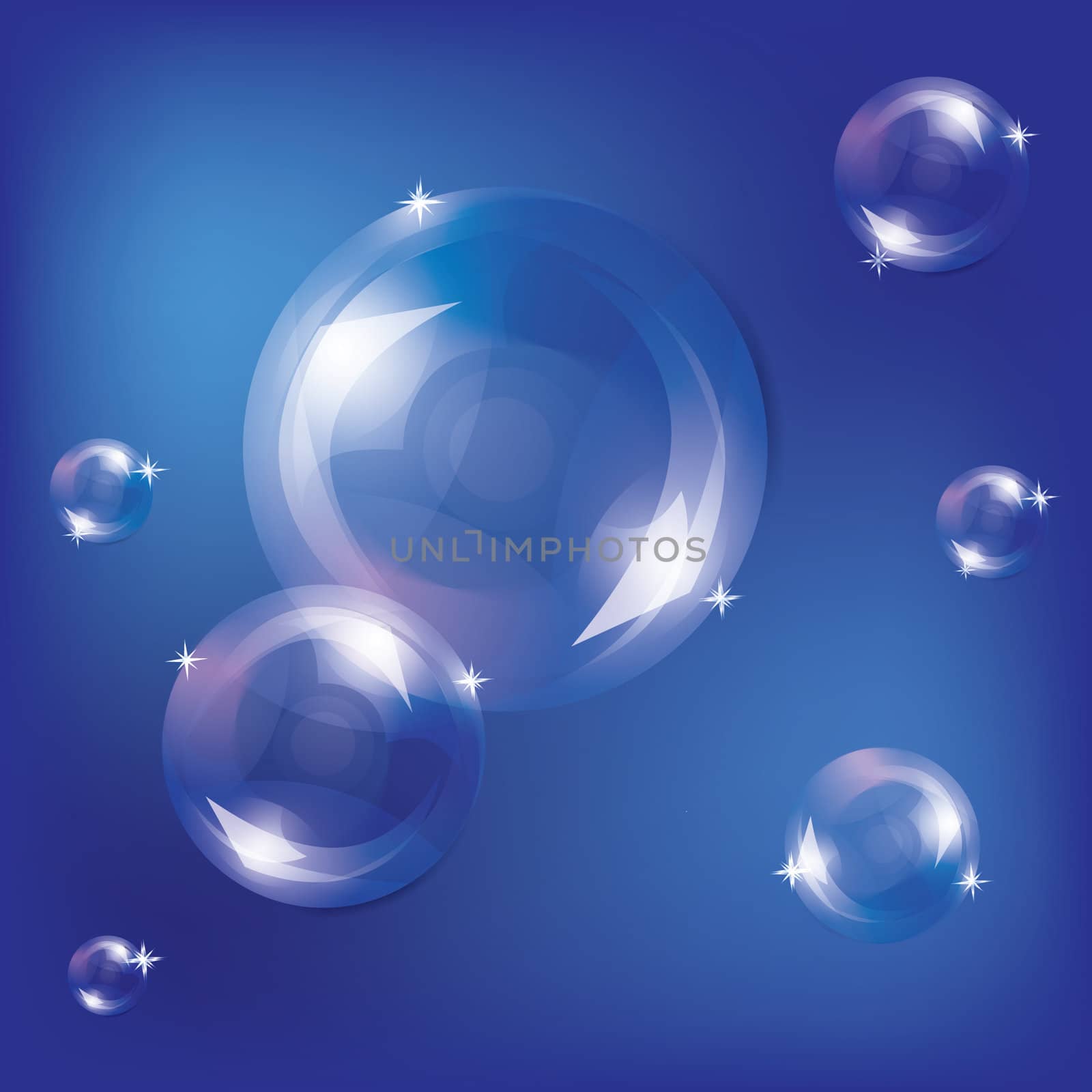 Illustration-soap bubbles isolated on a blue background 