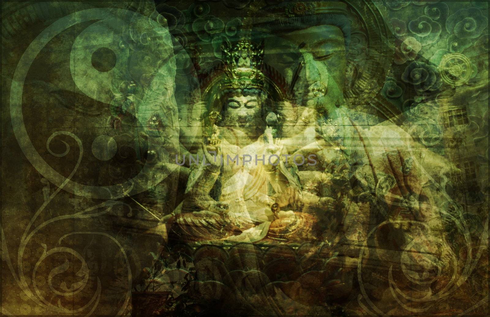 China Abstract Art Buddha as a Background