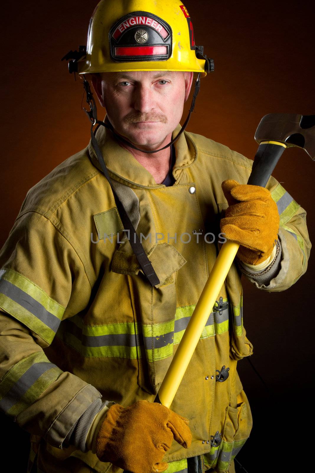 Fireman holding axe