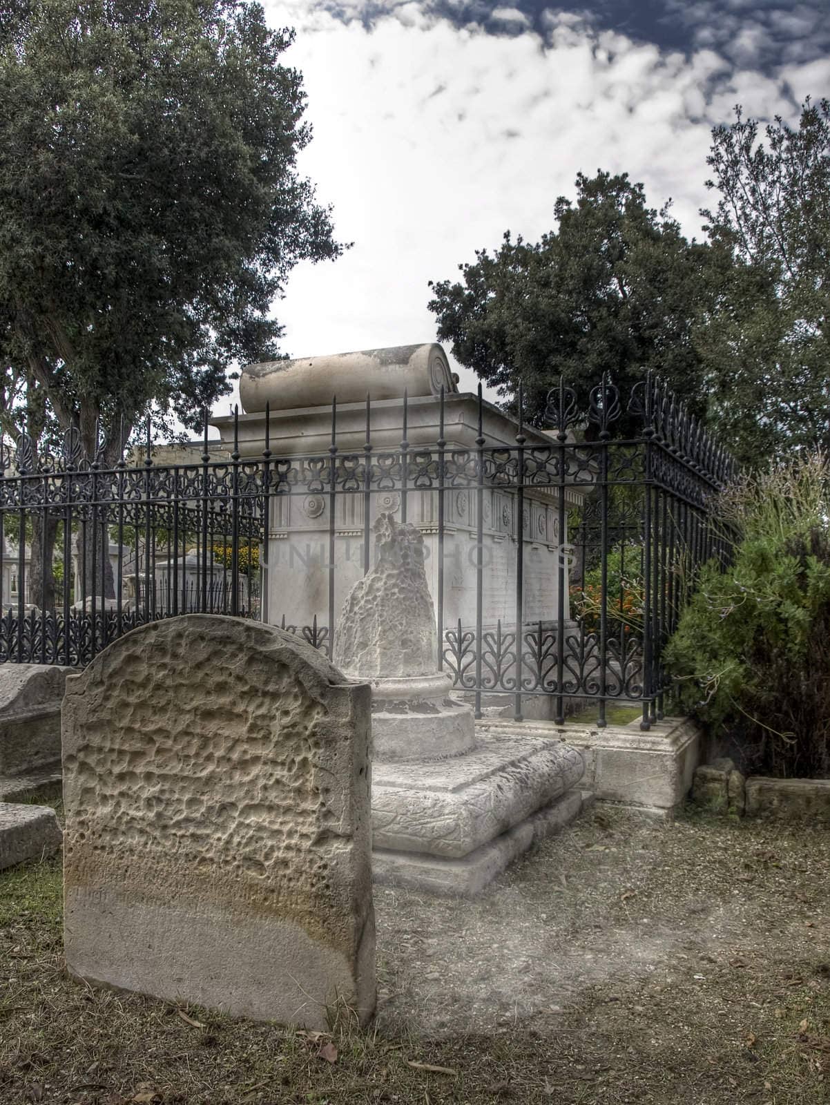 Details in HDR of a 19th century graveyard in Malta