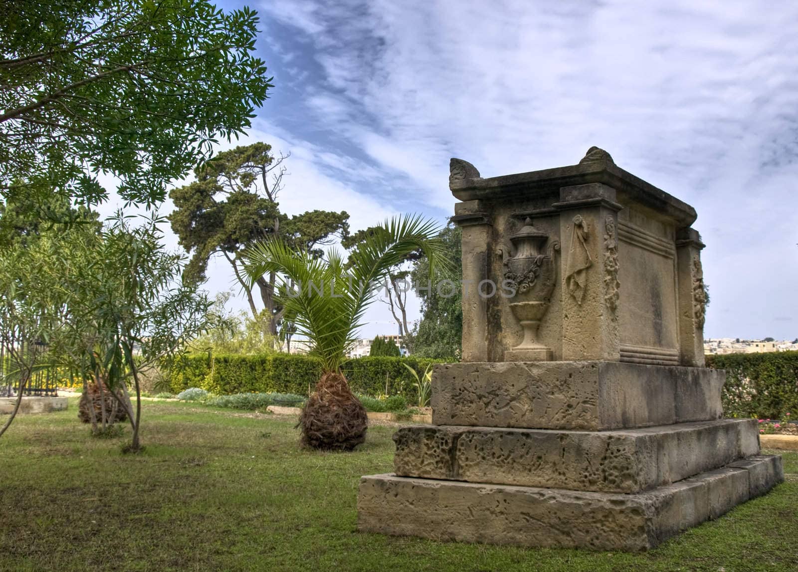 Details in HDR of a 19th century graveyard in Malta