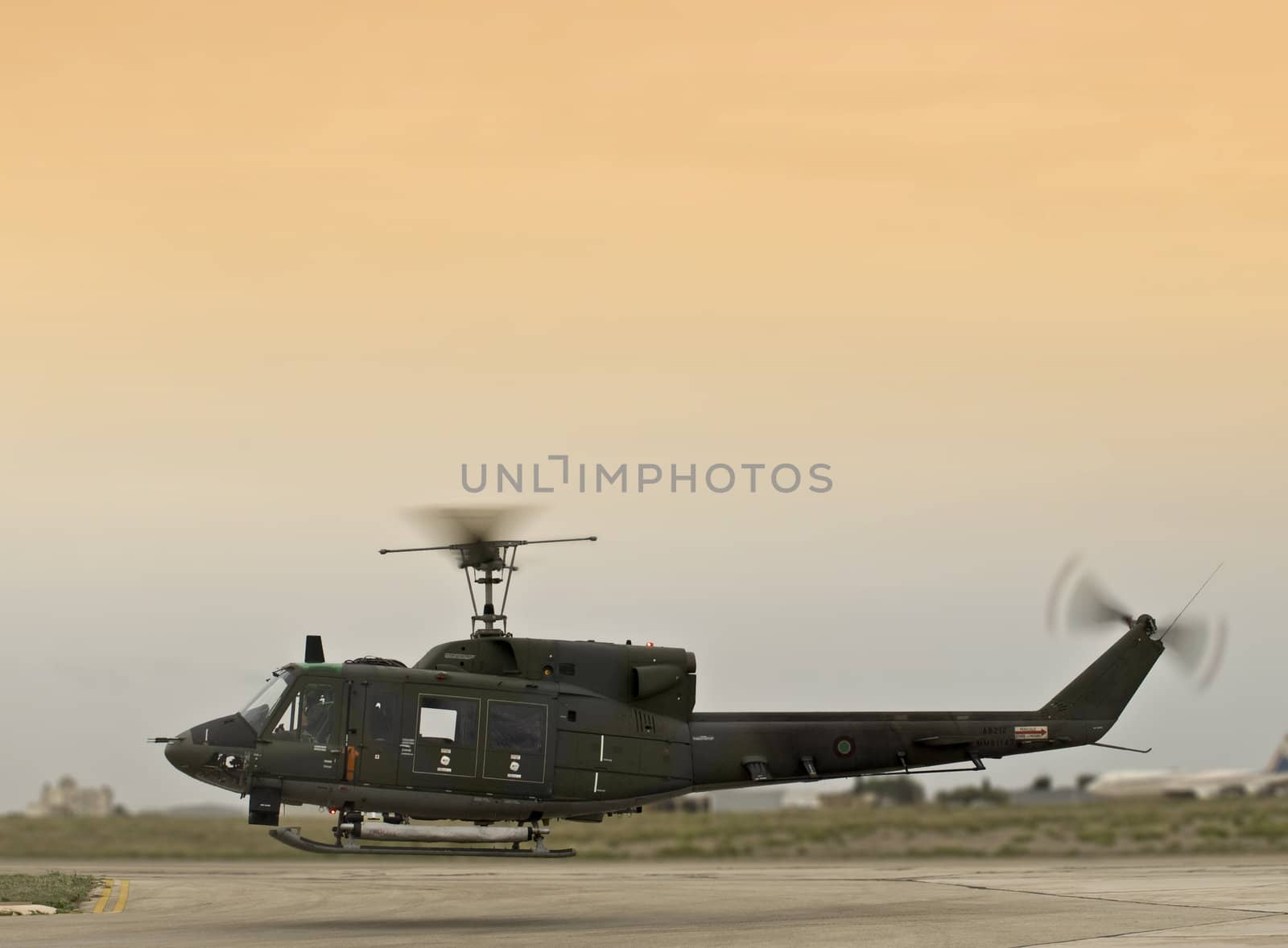MALTA - SEPTEMBER 27 2008 - Military Huey UH1-N helicopter rescue