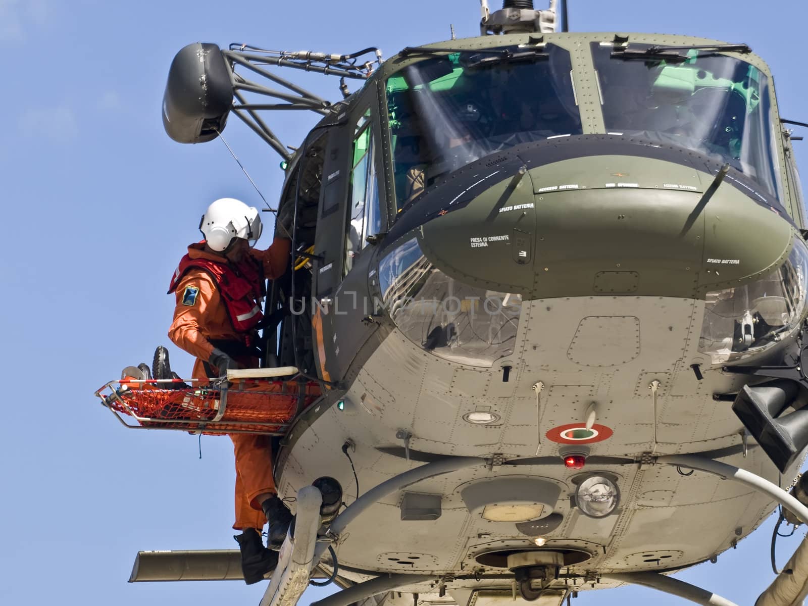MALTA - OCTOBER 05 2008 - Military Huey UH1-N helicopter rescue