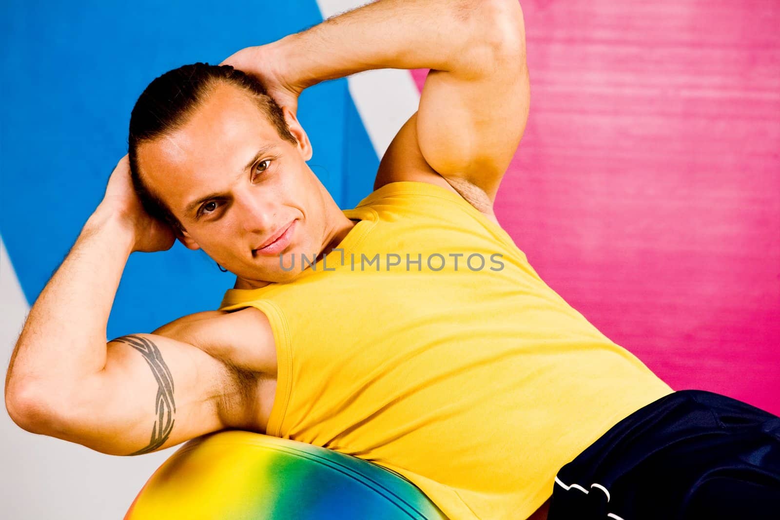 Strong man in health club