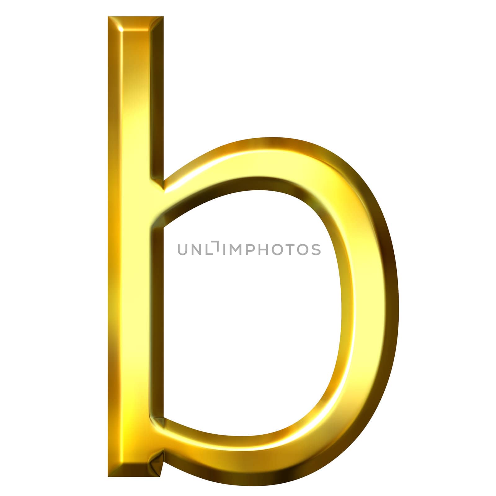 3d golden letter b isolated in white