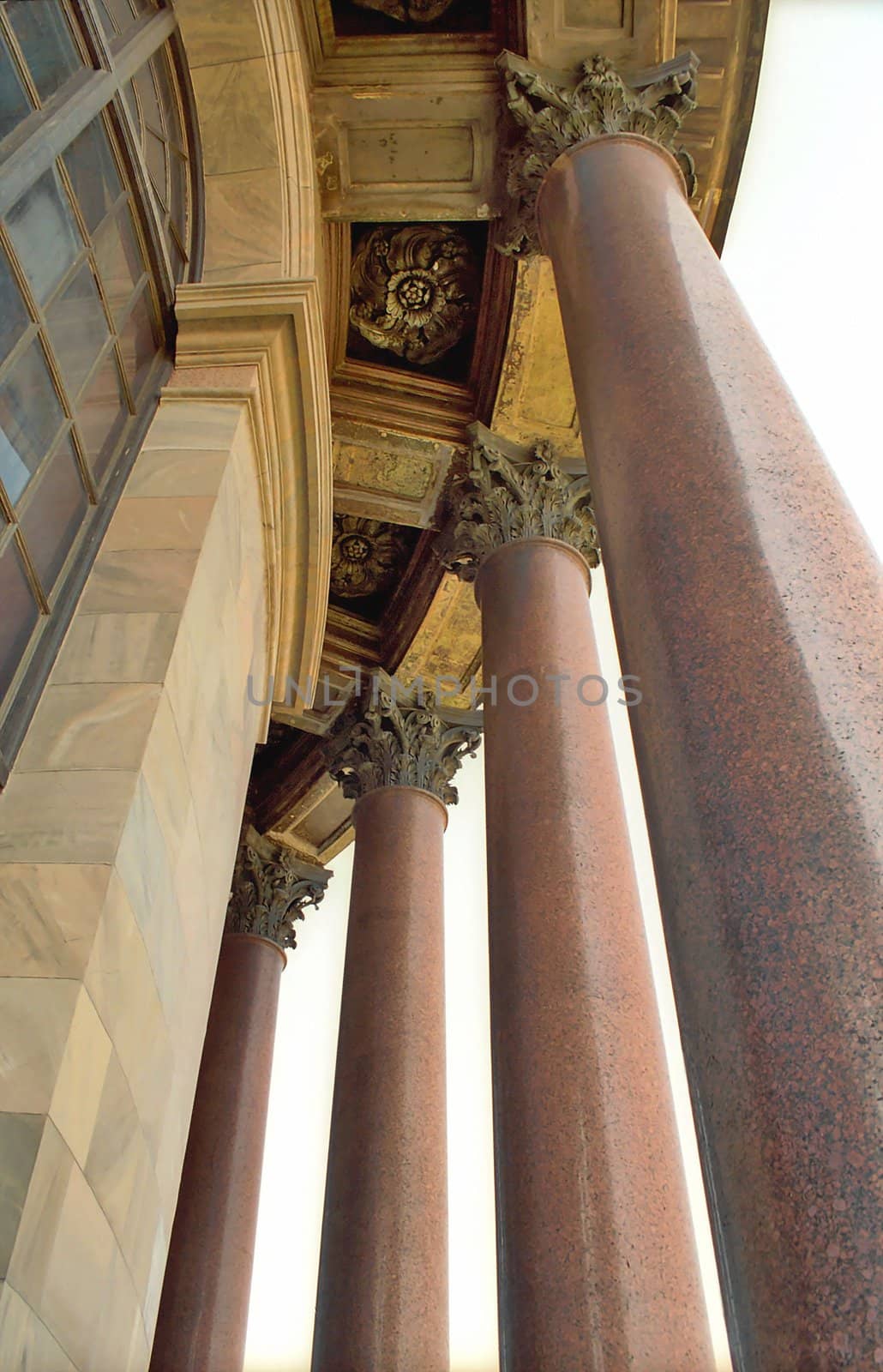 Corinthian order columns close up