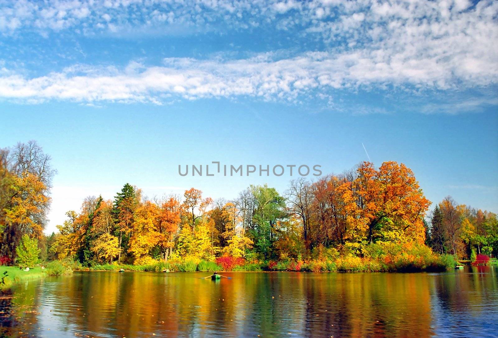 At the lake in nice autumn day