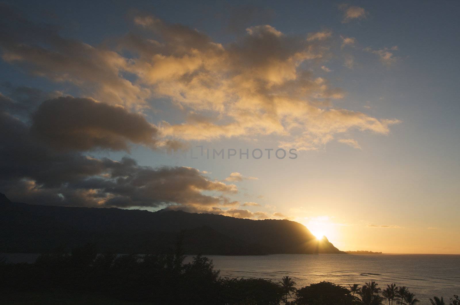 Sunset Over Hanalei Bay, Kauai, Hawaii