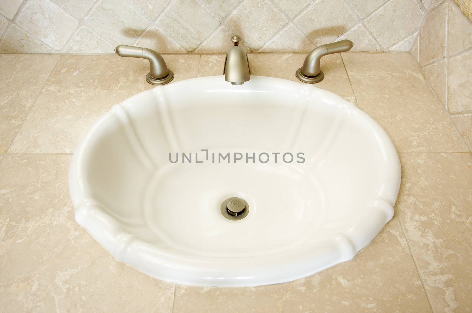 Shell Shaped Sink and Faucet and Tile Counter