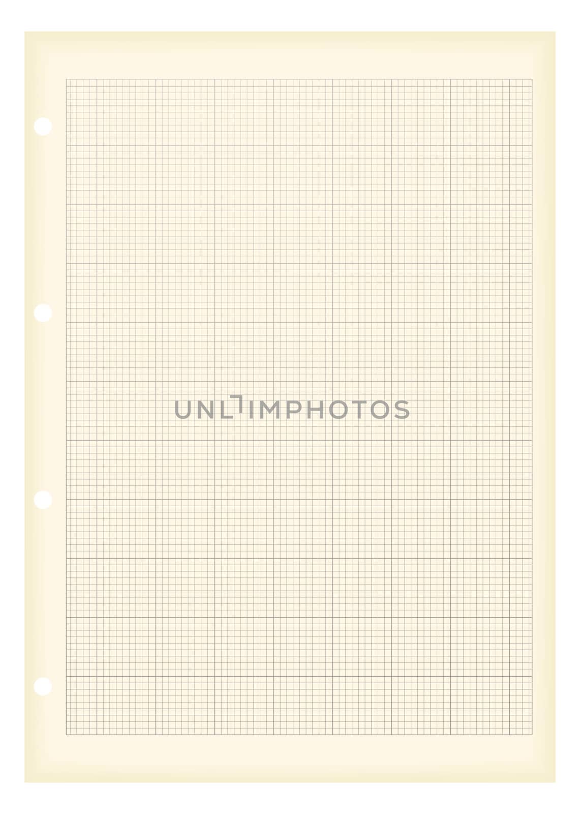 Sheet of a4 graph paper with aged grunge illustration effect