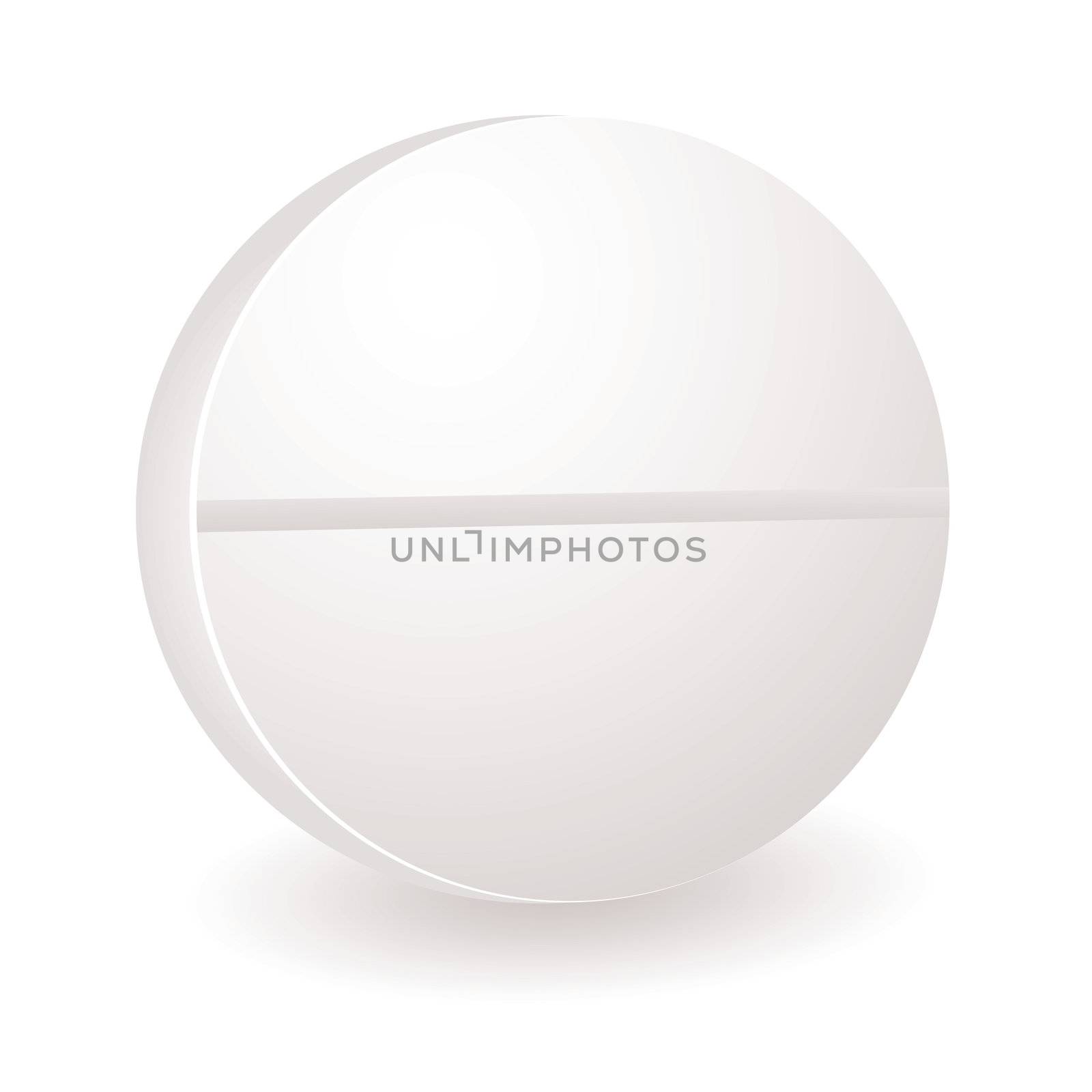 Single white round illustration of a pill or antibiotic