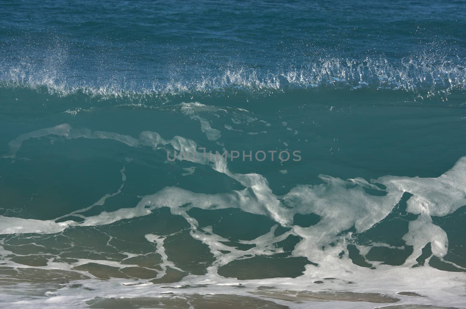 Dramatic Shorebreak Wave on a clear morning.