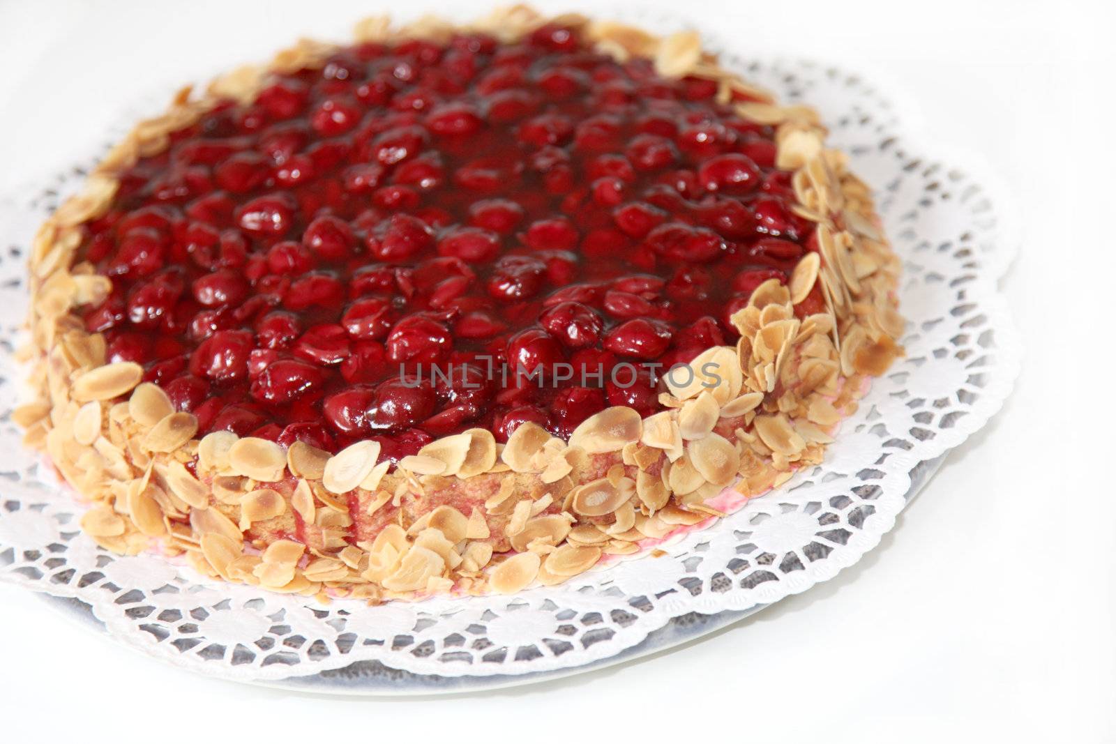 A cake with almond edge - close-up