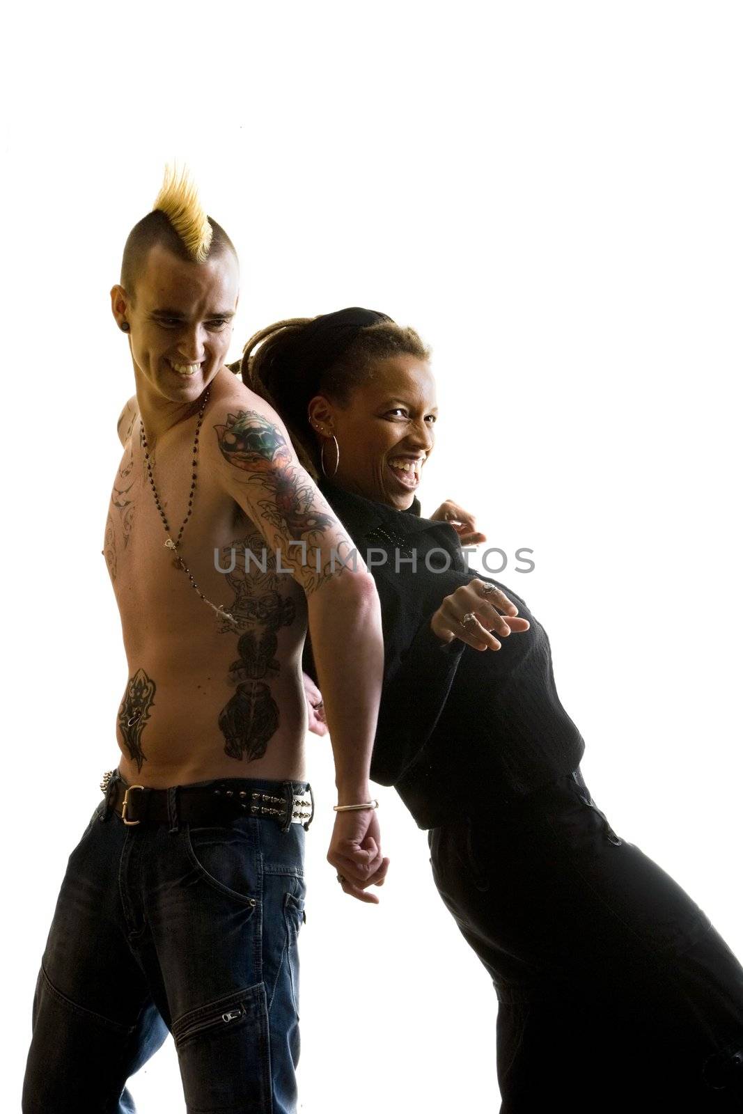 Man with Mohawk and Woman wearing Dreadlocks