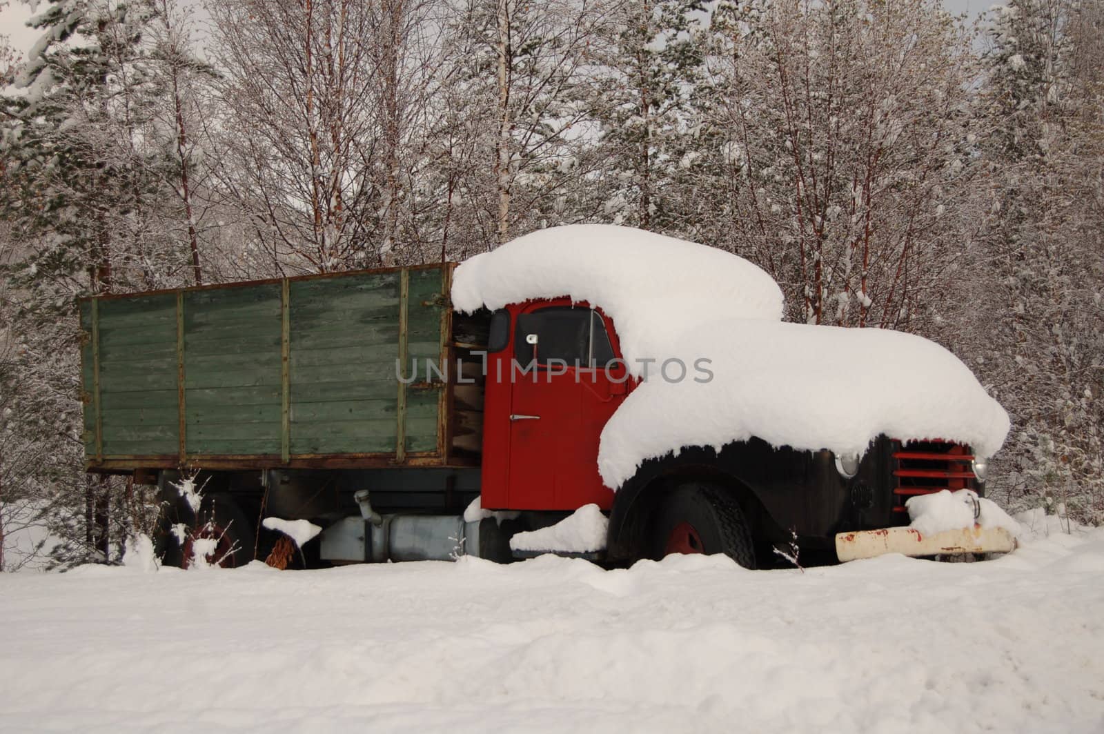 old truck in winterlandscape