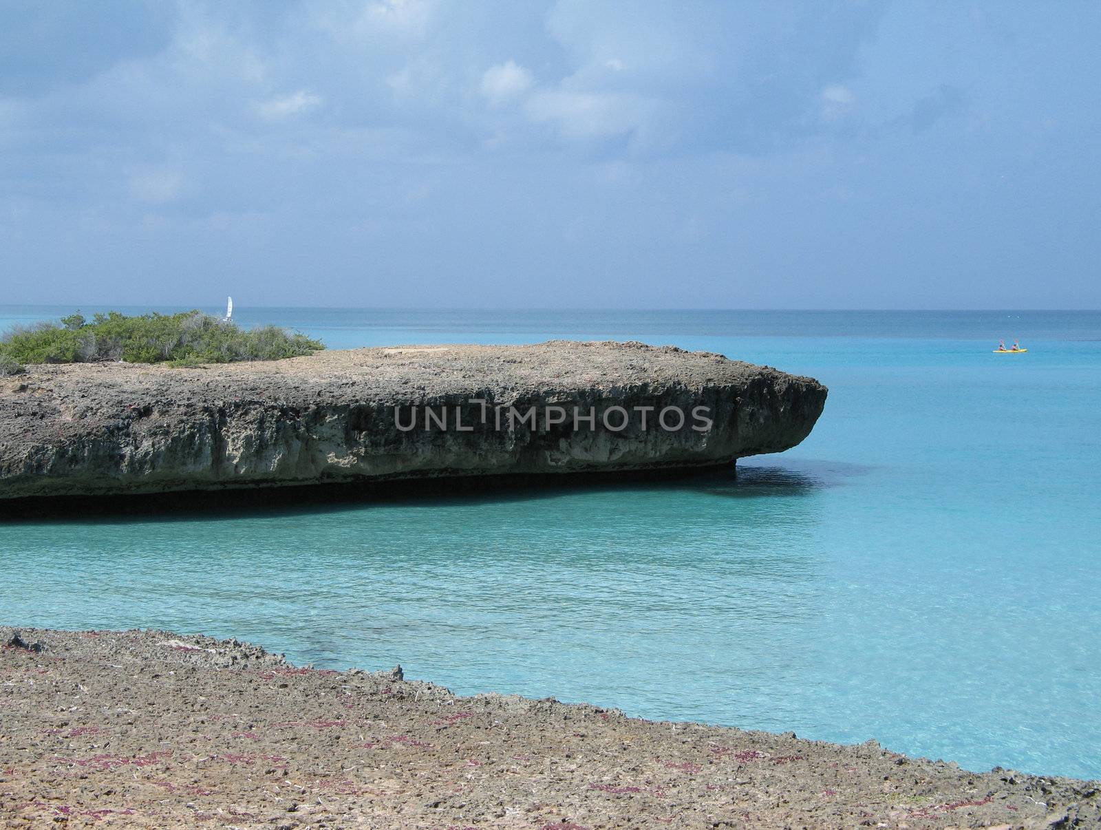cliff over the caribbean ocean