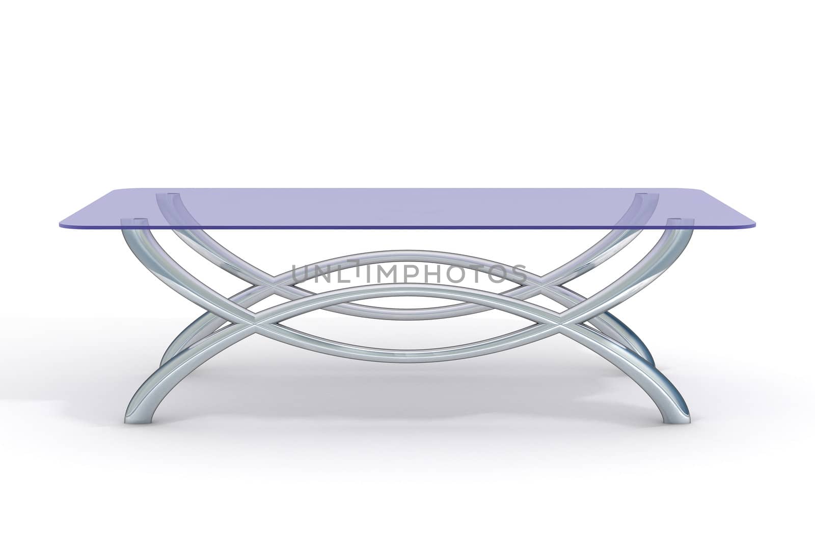 glass little table on a white background. 3D image.