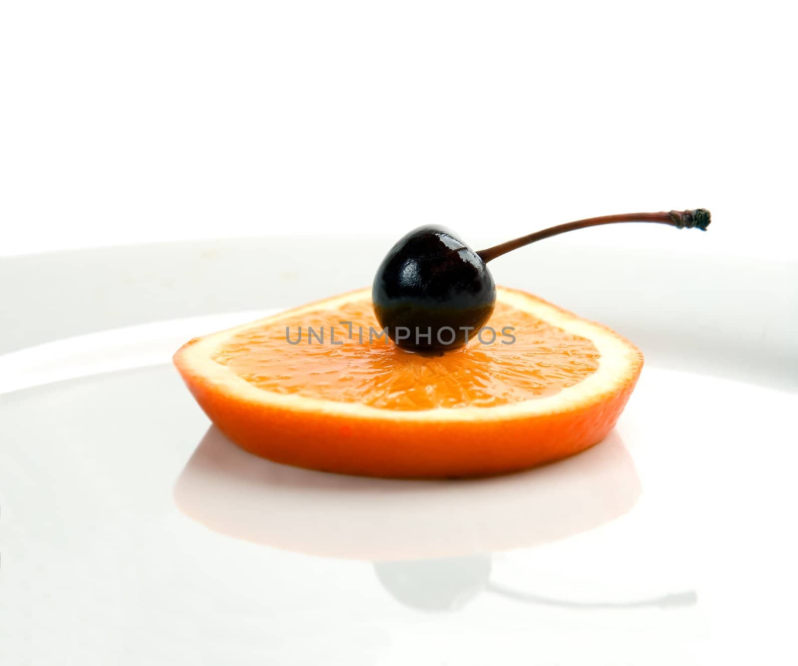 orange&cherry on a plate by keko64